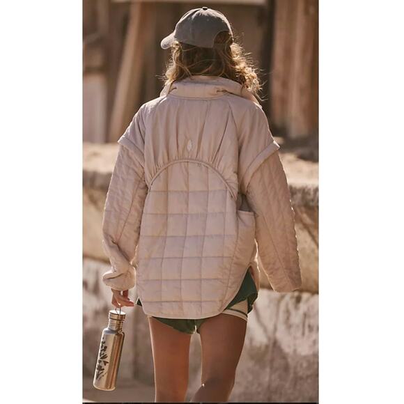 NWT Free People FP MOVEMENT Priscilla Pullover $198 LARGE Cashmere Cream 1/4 ZIP - Picture 4 of 4